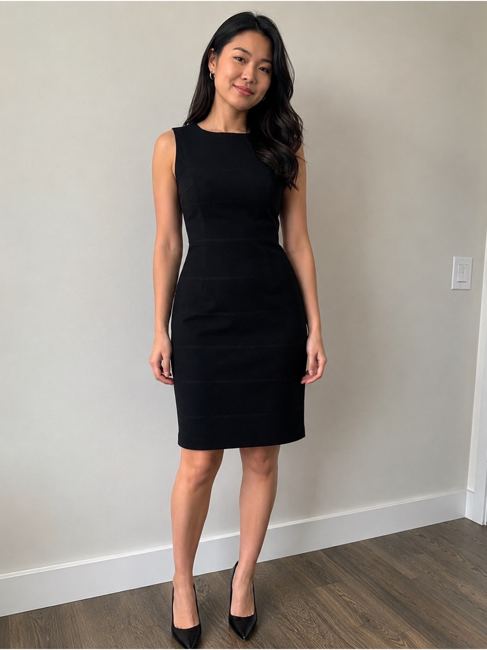 Calvin Klein Black Sleeveless Sheath Dress Size 4 Classic Career Cocktail Dress